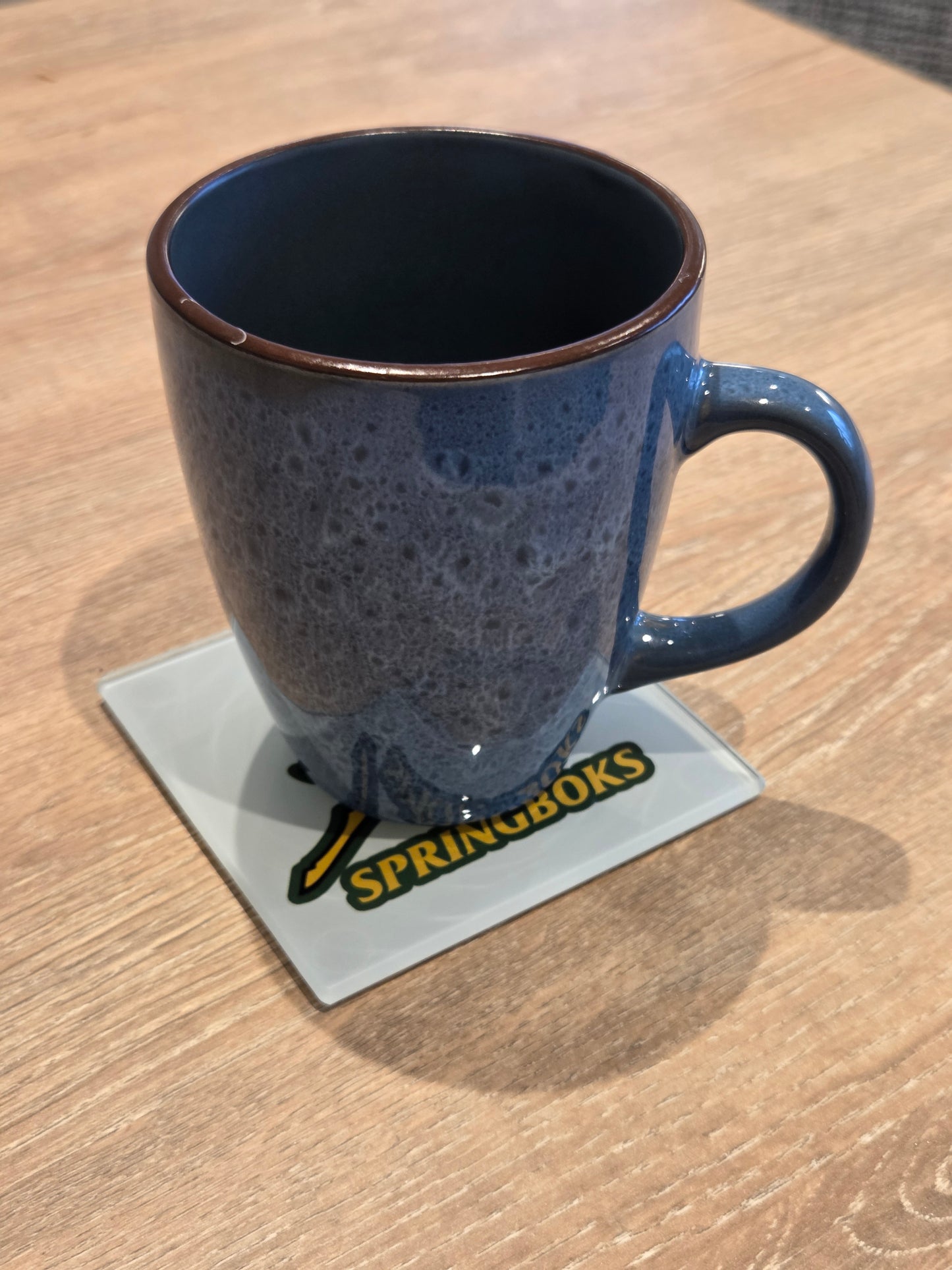 Springboks Rugby Glass Coasters, South Africa National Team Logo, Set of 2, Square, With Rubber Feet