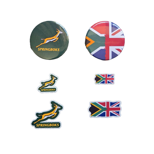 South Africa to UK, Springboks, Fridge Magnets, Stickers