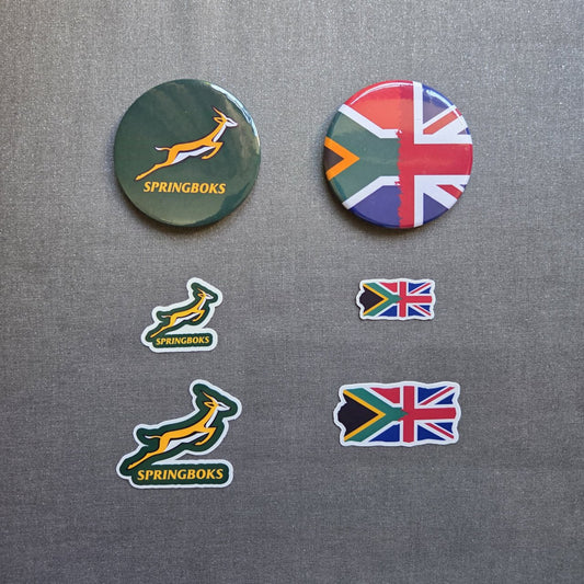 South Africa to UK, Springboks, Fridge Magnets, Stickers
