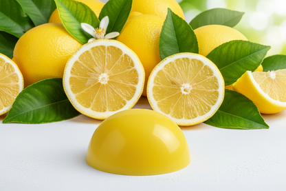 can you create a lemon themed background with a semi sphere wax melt that is bright yellow in colour